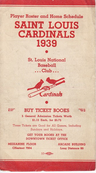 1939 Centennial Schedules | 1939 Baseball Centennial