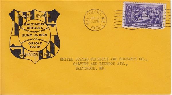 855 First Day Cover - Baltimore Orioles