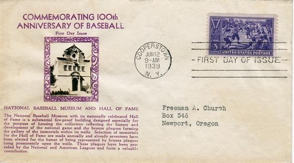 855 First Day Cover - Crosby Hall of Fame