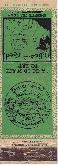 Baseball Centennial Matchbooks - Sherrys Tea Room