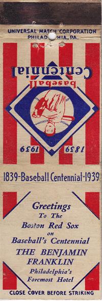 Baseball Centennial Matchbooks - The Benjamin Franklin Boston Red Sox