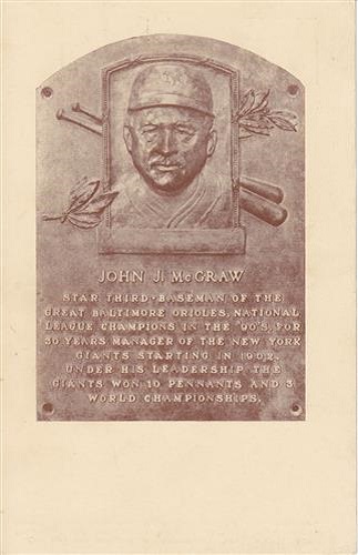 1937 John J McGraw Hall of Fame Plaque