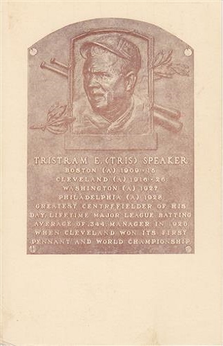 1937 Tris Speaker Hall of Fame Plaque
