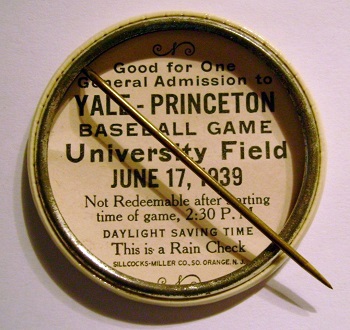Alumni Parade Ticket Yale Princeton Game June 17, 1939 Reverse Side