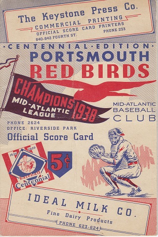 Portsmouth Red Birds vs Canton Terriers Centennial Score Card
